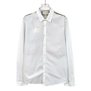 Gucci Mens White Button-Up Shirt With Tiger & Floral Back Print